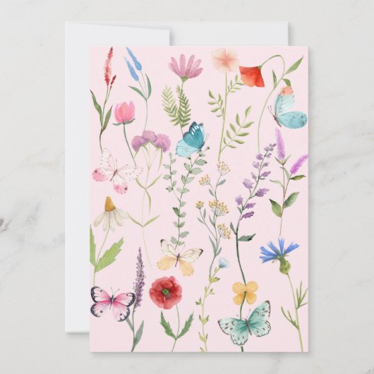 ワイルドフラワーピンク赤ちゃんシャワー家族の伝統カード 招待状 (裏面)