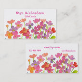 ワイルドフラワーピンク赤の水色 名刺 (正面/裏面)