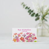 ワイルドフラワーピンク赤の水色 名刺 (スタンド正面)