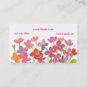 ワイルドフラワーピンク赤の水色 名刺 (裏面)