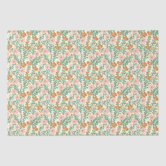 ワイルドフラワーピンク開花フローラベビーシャワーカスタム 薄葉紙 (正面)