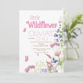 ワイルドフラワーピンク1歳パーティー 招待状 (スタンド正面)