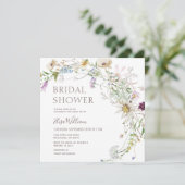 ワイルドフラワーピンク&パープルフローラブライダルシャワー 招待状 (スタンド正面)