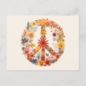 ワイルドフラワーピースサインフローラリース ポストカード (正面)