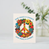 ワイルドフラワーピースサインフローラリース ポストカード (スタンド正面)