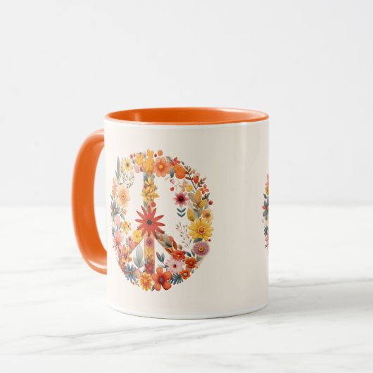 ワイルドフラワーピースサインフローラリース マグカップ (正面左)