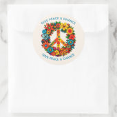 ワイルドフラワーピースサインフローラリース ラウンドシール (バッグ)