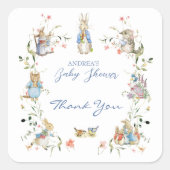 ワイルドフラワーピーターうさぎの赤ちゃんシャワー スクエアシール (正面)
