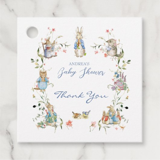 ワイルドフラワーピーターうさぎの赤ちゃんシャワー フェイバータグ (正面)