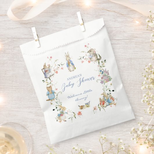 ワイルドフラワーピーターうさぎの赤ちゃんシャワー フェイバーバッグ (クリップ留めされた状態)