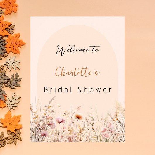 ワイルドフラワーピーチアーチブライダルシャワーへようこそ ポスター