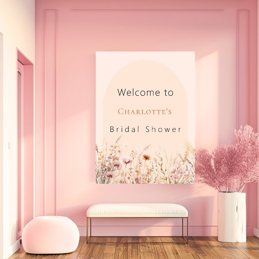 ワイルドフラワーピーチアーチブライダルシャワーへようこそ ポスター