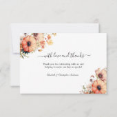 ワイルドフラワーピーチイエローウォーター結婚カラー サンキューカード (正面)