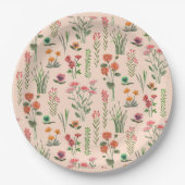ワイルドフラワーピーチブライダルシャワー ペーパープレート (正面)