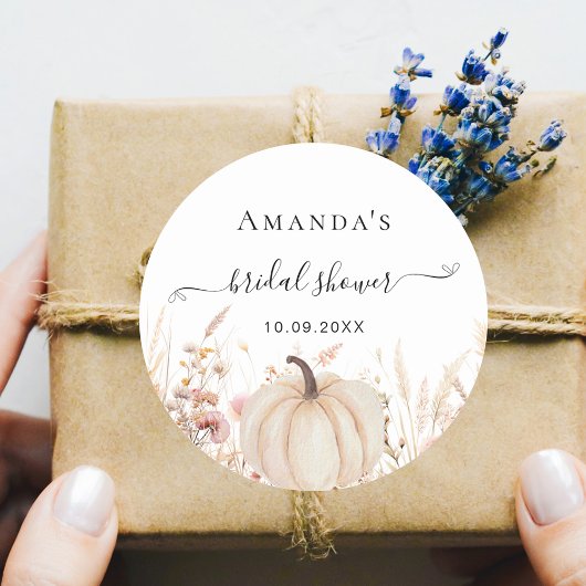 ワイルドフラワーピーチ秋ラブカボチャブライダルシャワー ラウンドシール