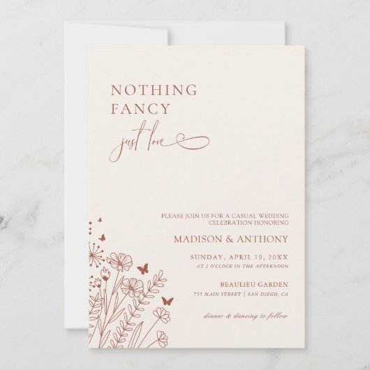 ワイルドフラワーファンシーの花を愛しているものは何も結婚ない 招待状 (正面)