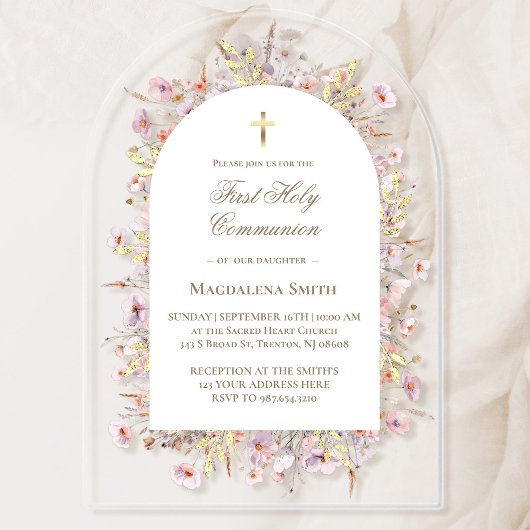 ワイルドフラワーファースト聖餐式 アクリル招待状