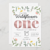 ワイルドフラワーファースト誕生日の招待 招待状 (正面/裏面)