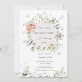 ワイルドフラワーファースト誕生日ガール招待状 招待状 (正面)