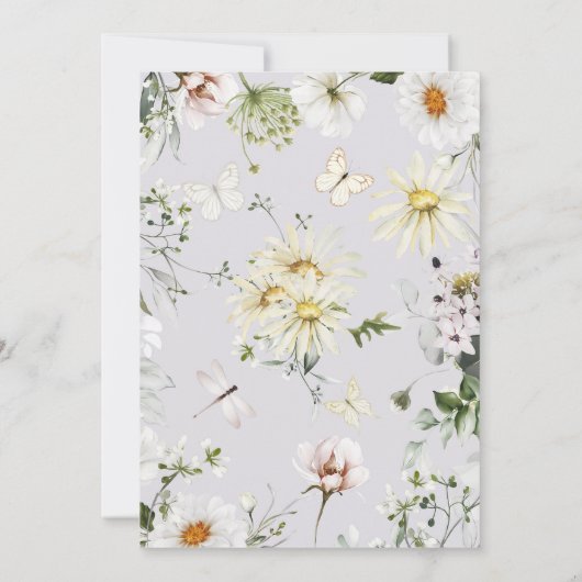 ワイルドフラワーファースト誕生日ガール招待状 招待状 (裏面)