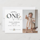 ワイルドフラワーファースト誕生日フォト招待状 招待状 (正面)