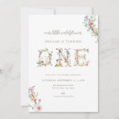 ワイルドフラワーファースト誕生日招待状 招待状 (正面)