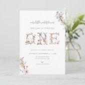 ワイルドフラワーファースト誕生日招待状 招待状 (スタンド正面)