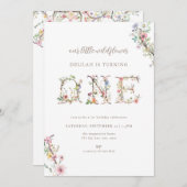 ワイルドフラワーファースト誕生日招待状 招待状 (正面/裏面)