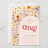 ワイルドフラワーファースト誕生日 招待状 (正面)