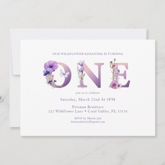 ワイルドフラワーファーバースデーパーティー招待状 招待状 (正面)