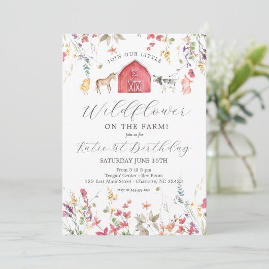 ワイルドフラワーファームの誕生日の招待 招待状 (スタンド正面)