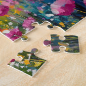 ワイルドフラワーファームハウスランドスケープモダン抽象芸術アート ジグソーパズル (側面)