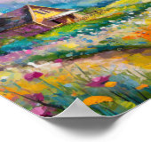 ワイルドフラワーファームハウスランドスケープモダン抽象芸術アート ポスター (角)