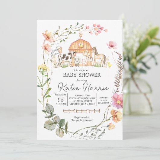 ワイルドフラワーファームベビーシャワー招待状 招待状 (スタンド正面)