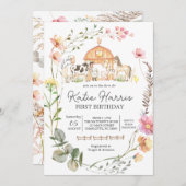 ワイルドフラワーファーム誕生日招待状 招待状 (正面/裏面)
