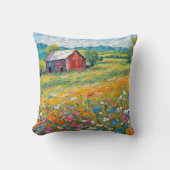 ワイルドフラワーフィールドの古い納屋 クッション (正面)