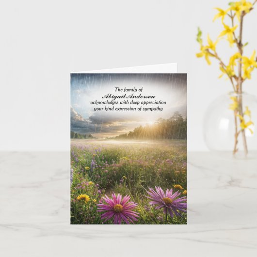 ワイルドフラワーフィールドインレイン悔やみや弔慰サンキューカード カード (黄色い花)