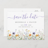 ワイルドフラワーフィールドウェディング日付はがきを保存 インビテーションポストカード (正面/裏面)