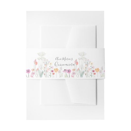 ワイルドフラワーフィールドウォーターカラースケッチ 招待状ベリーバンド (正面例)