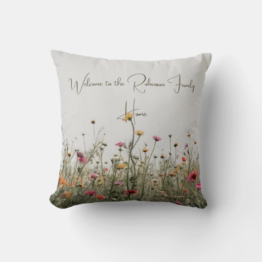 ワイルドフラワーフィールドカントリーファミリーホームカスタムフローラ クッション (正面)