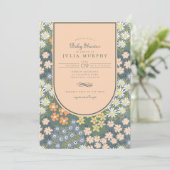 ワイルドフラワーフィールドピーチアーチガーデンベイビーシャワー 招待状 (スタンド正面)