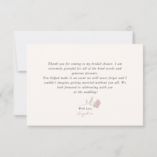 ワイルドフラワーフィールドブライダルシャワーサンキューカード 招待状 (裏面)