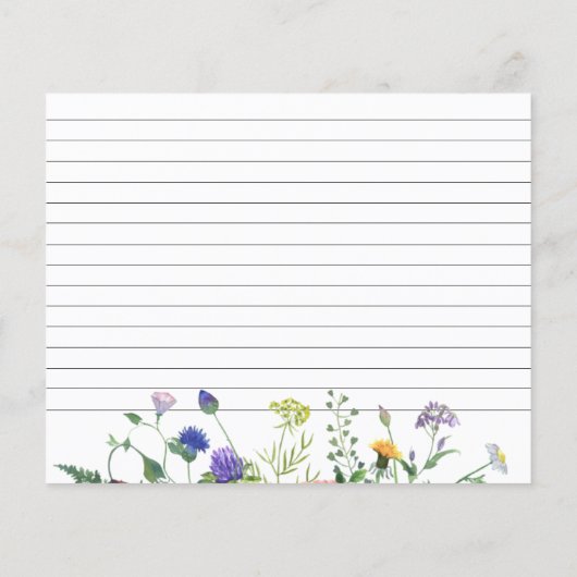 ワイルドフラワーフィールドブライダルシャワーレシピカード (裏面)