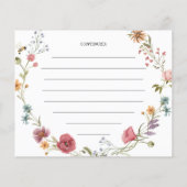 ワイルドフラワーフィールドブライダルシャワーレシピカード (裏面)