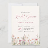 ワイルドフラワーフィールドブライダルシャワー水彩春 招待状 (正面)