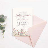 ワイルドフラワーフィールドベビーシャワー水彩春 招待状