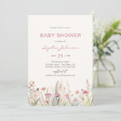 ワイルドフラワーフィールドベビーシャワー水彩春 招待状 (スタンド正面)