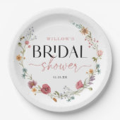 ワイルドフラワーフィールドボホブライダルシャワーデコール ペーパープレート (正面)