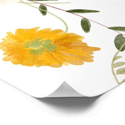 ワイルドフラワーフィールドボホベイビーシャワーウェルカムサイン ポスター (角)