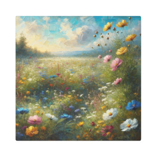 ワイルドフラワーフィールドメタル記号 メタルプリント